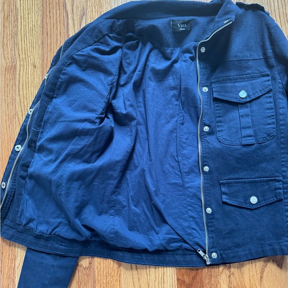 Navy Jacket with White Crop Top - Picture 4 of 5